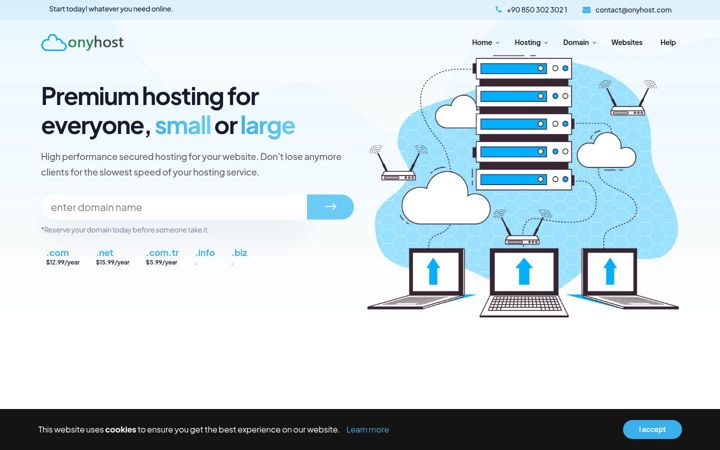 Screenshot of onyhost.com