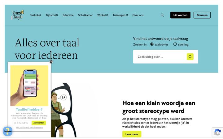 Screenshot of onzetaal.nl