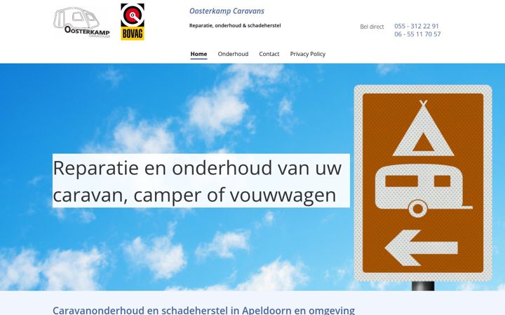 Screenshot of oosterkampcaravans.nl