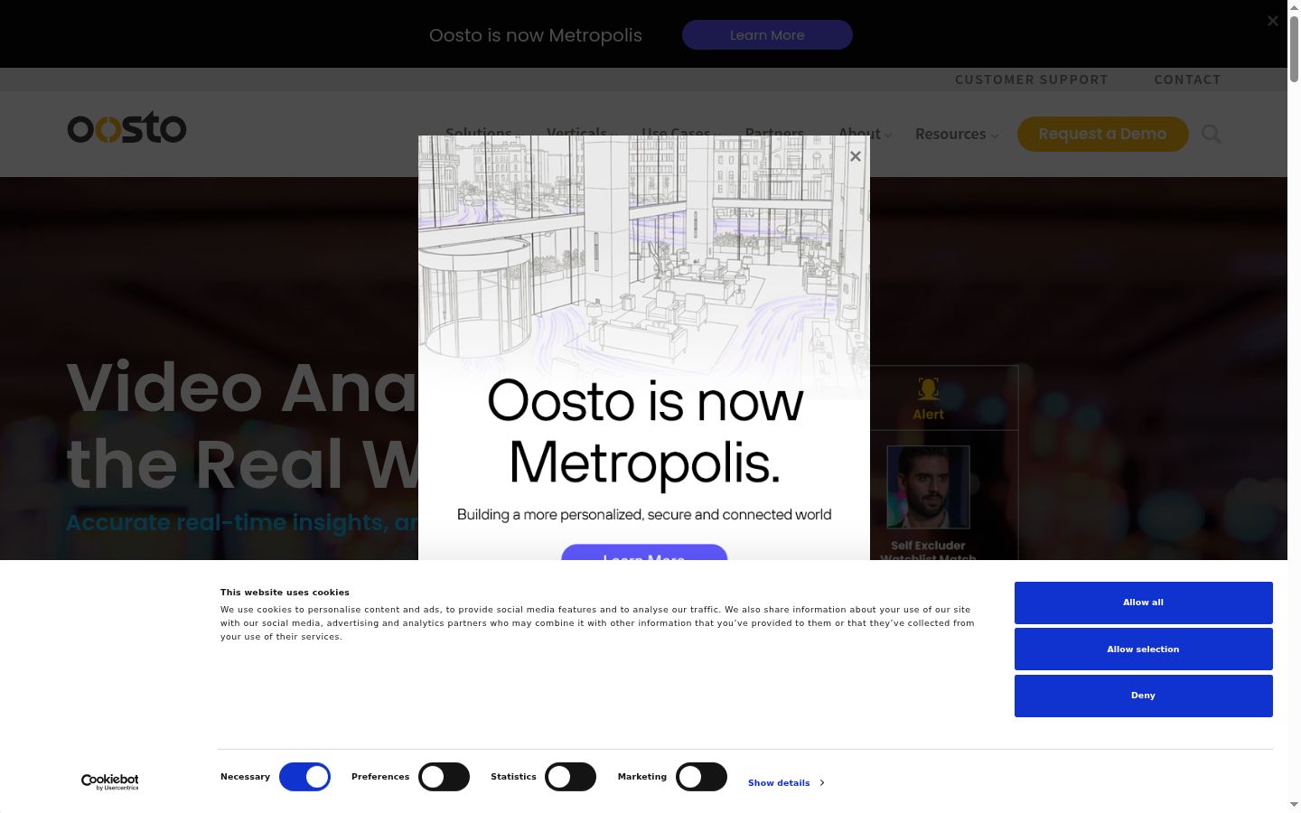 Screenshot del banner di consenso mostrato prima di qualsiasi interazione