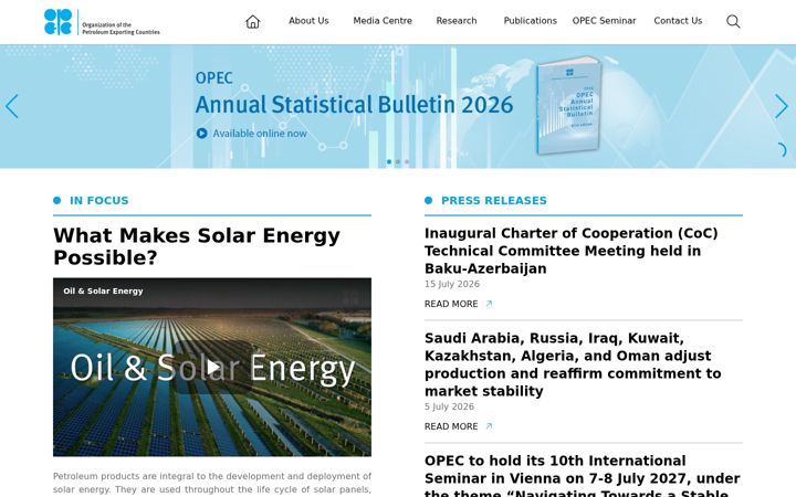 Screenshot di opec.org