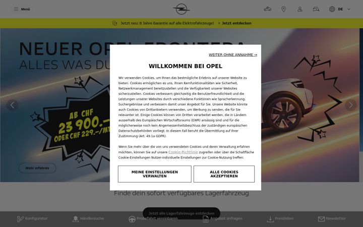 Screenshot of opel.ch