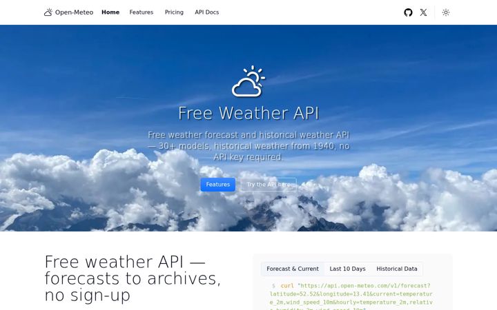 Skjermbilde av open-meteo.com