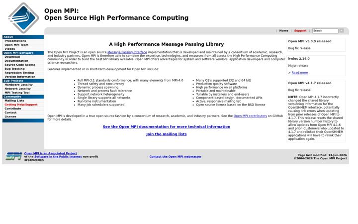 Screenshot of open-mpi.org