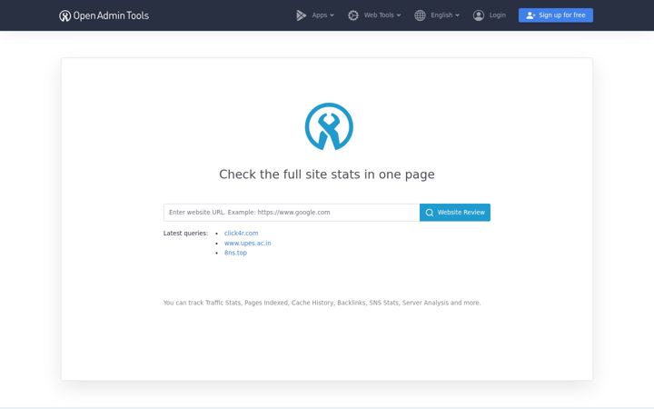 Screenshot of openadmintools.com