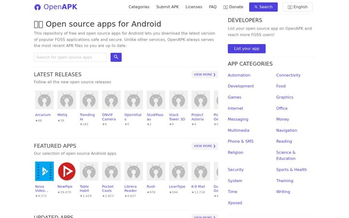 Screenshot of openapk.net