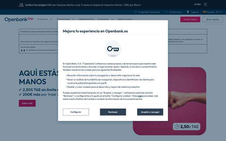 Skjermbilde av openbank.com