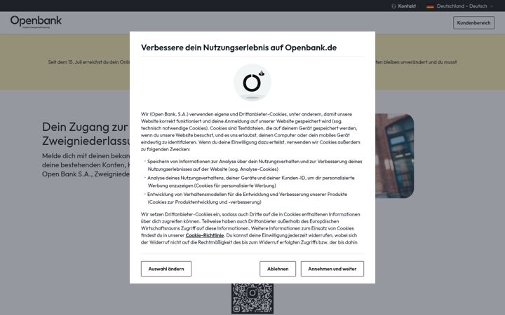 Screenshot of openbank.de