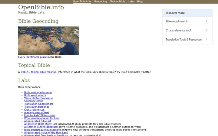 Screenshot of openbible.info