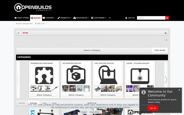 Screenshot of openbuilds.com