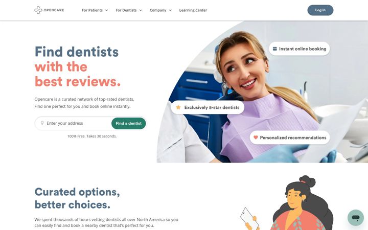 Screenshot of opencare.com