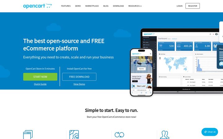 Képernyőkép: opencart.com