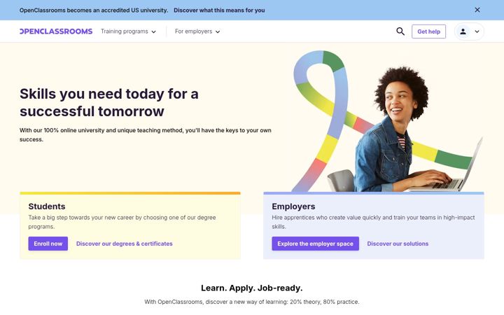 Kuvakaappaus sivustosta openclassrooms.com