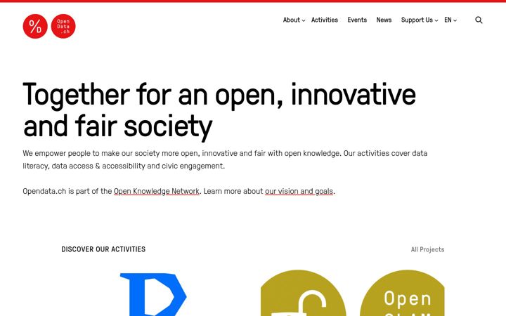 Screenshot of opendata.ch