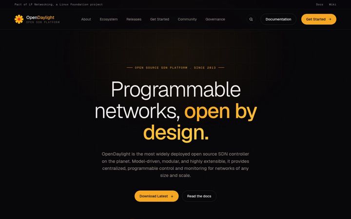 Screenshot of opendaylight.org
