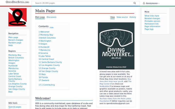 Screenshot of opendivesites.org