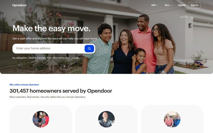 Screenshot von opendoor.com