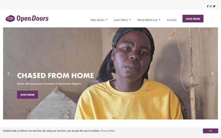Screenshot of opendoorsusa.org