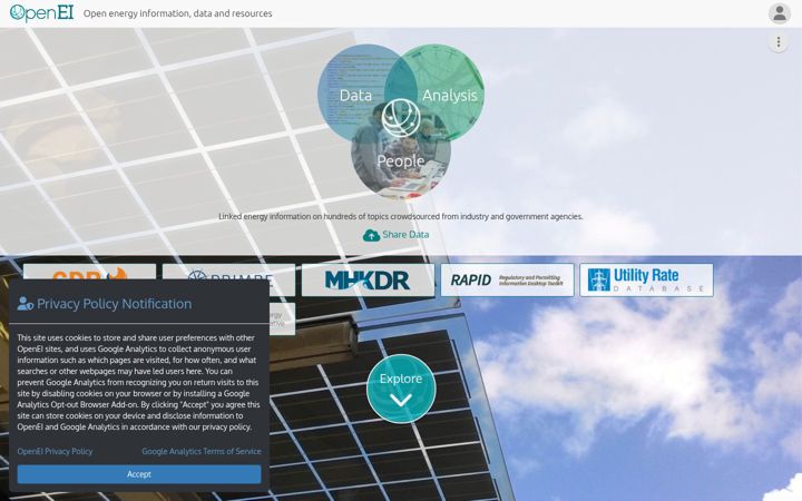 Screenshot of openei.org