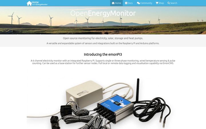 Screenshot stránky openenergymonitor.org