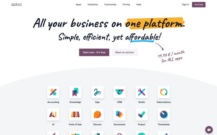 Screenshot of openerp.com