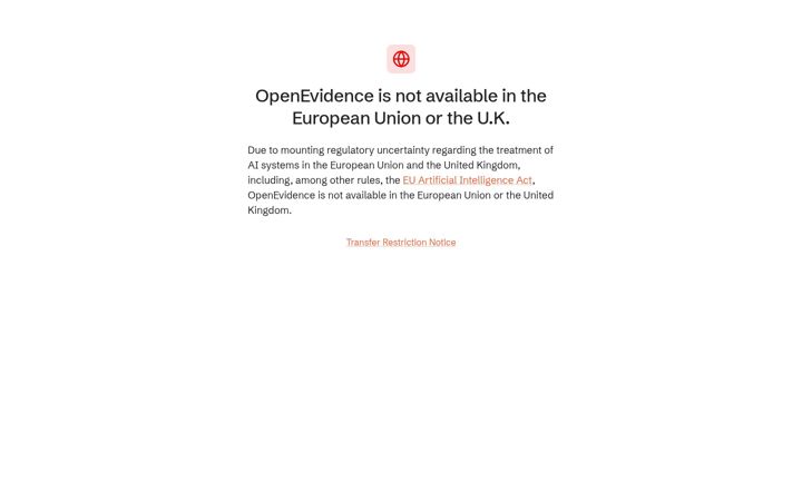 Skjámynd af openevidence.com