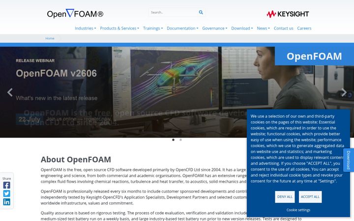 Screenshot of openfoam.com