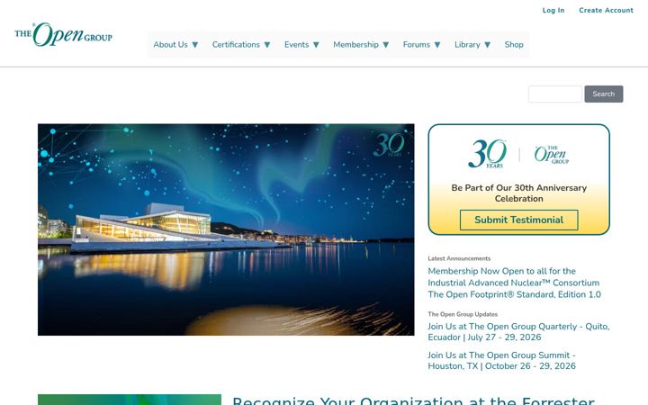 Screenshot stránky opengroup.org