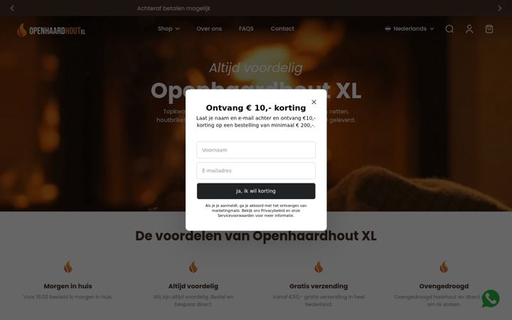Snimka zaslona za openhaardhoutxl.nl