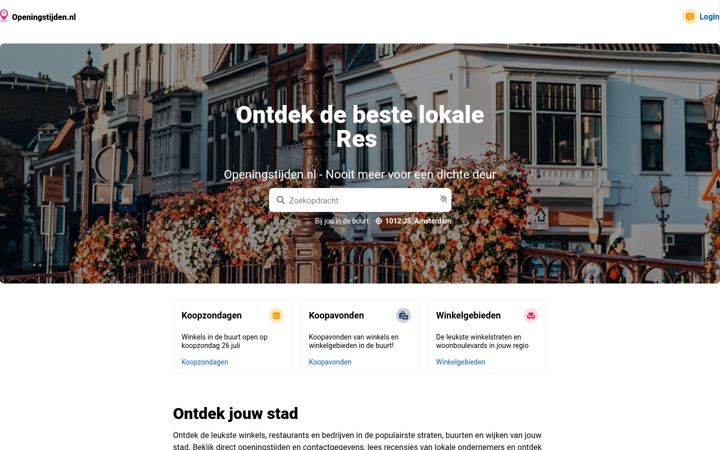 Skjermbilde av openingstijden.nl