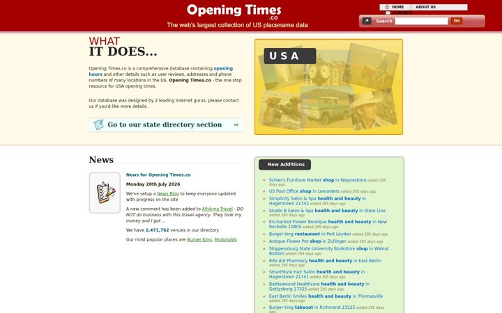 Screenshot von openingtimes.co