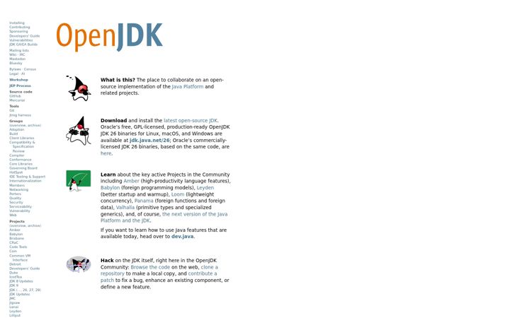Ekrano kopija openjdk.org