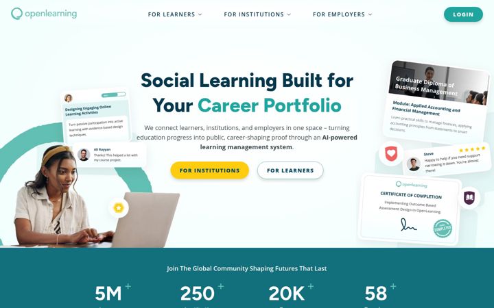 Captura de pantalla de openlearning.com