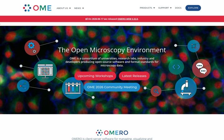 Screenshot of openmicroscopy.org
