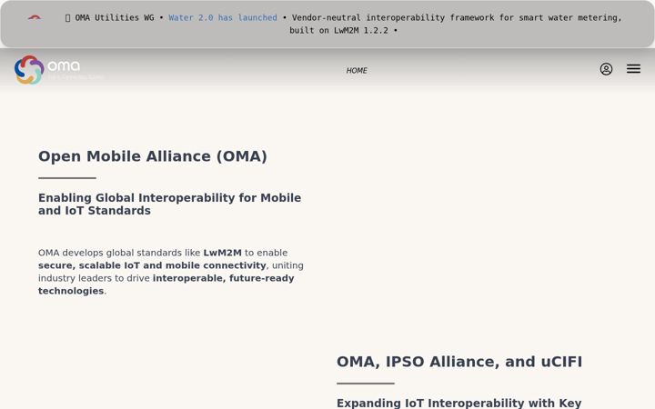 Screenshot of openmobilealliance.org