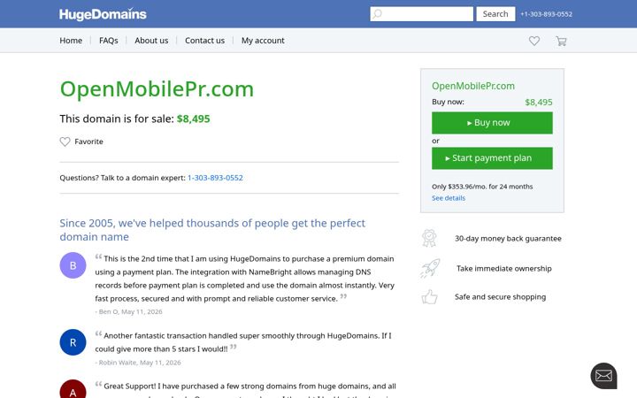 Ekrānuzņēmums no openmobilepr.com