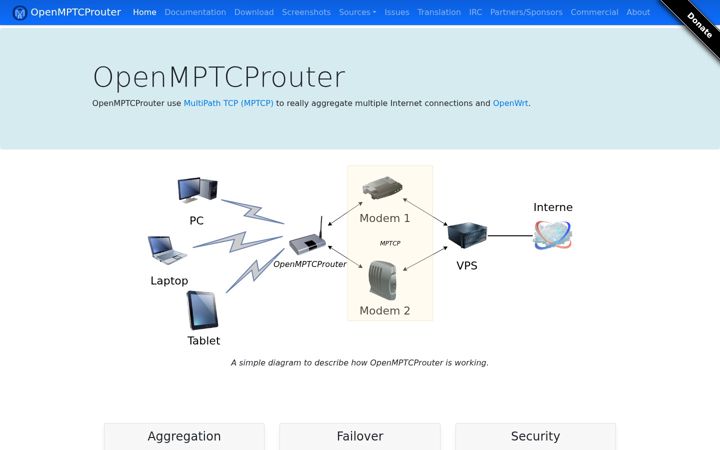 Screenshot of openmptcprouter.com