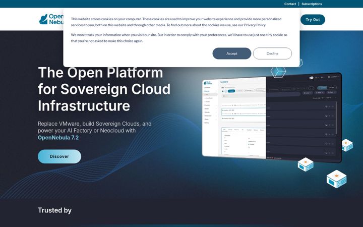 Screenshot of opennebula.io
