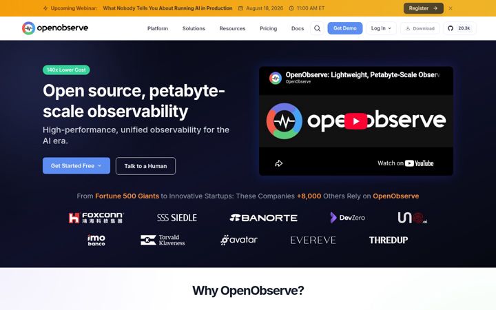 Screenshot of openobserve.ai
