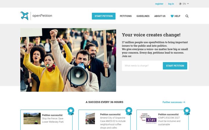 Screenshot of openpetition.org