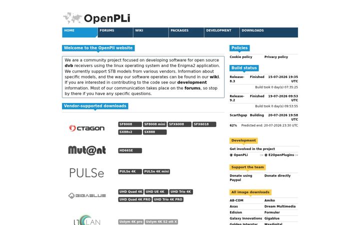 Screenshot of openpli.org