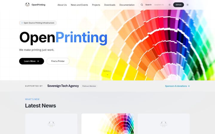 Screenshot of openprinting.org