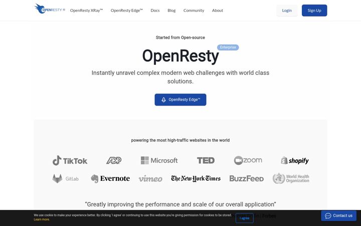 Екранна снимка на openresty.com