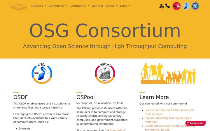 Screenshot of opensciencegrid.org