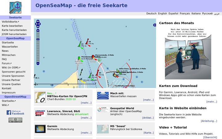Screenshot of openseamap.org