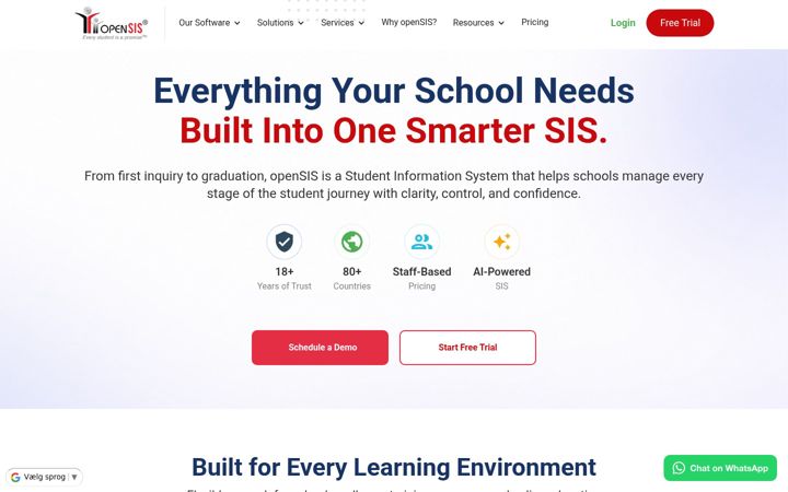 Screenshot of opensis.com