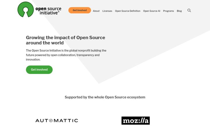 Snimka zaslona za opensource.org