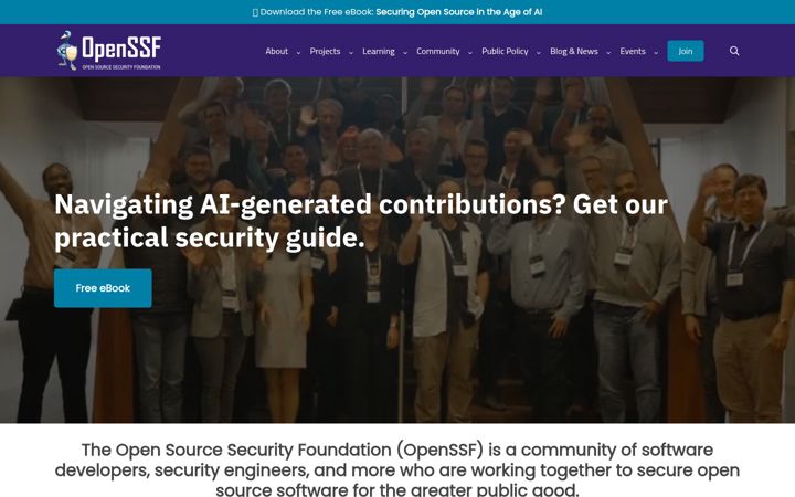 Screenshot of openssf.org