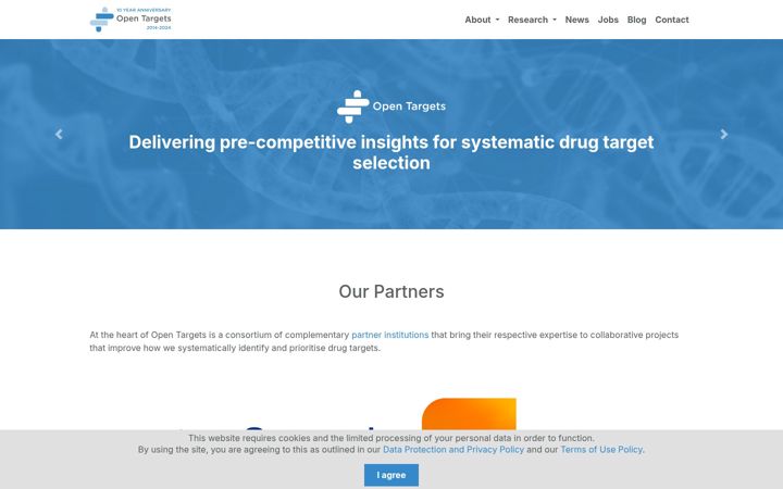 Screenshot of opentargets.org
