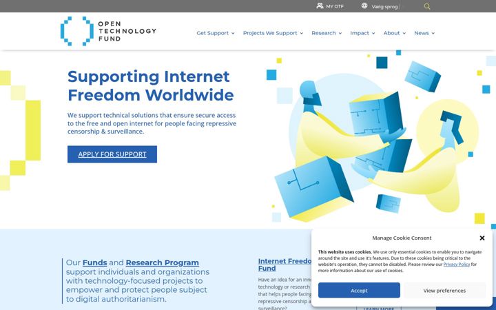 Ekraanipilt saidist opentech.fund